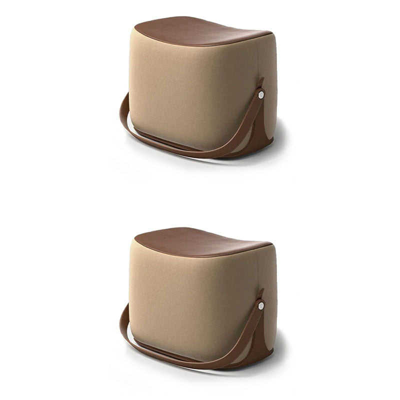 Contemporary Rectangle Shape Ottoman Faux Leather Upholstered Pouf Beige 2 Piece Set Storage Not Included Clearhalo 'furn' 'furn_ottomans_poufs' 'Furniture' 'Living Room Furniture' 'Ottomans & Poufs' 'ottomans_poufs' 7351064