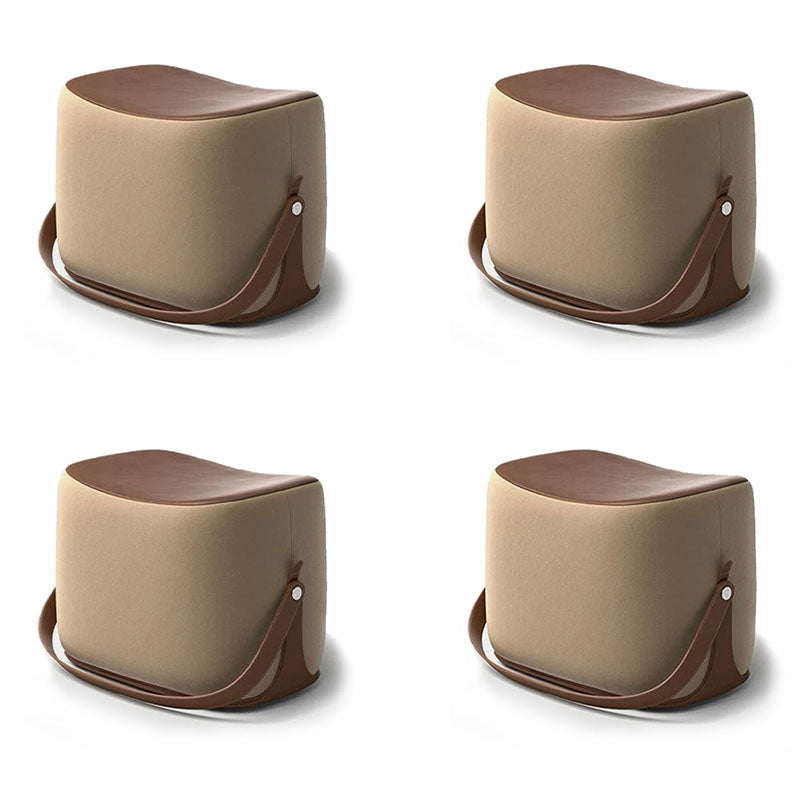 Contemporary Rectangle Shape Ottoman Faux Leather Upholstered Pouf Beige 4 Piece Set Storage Not Included Clearhalo 'furn' 'furn_ottomans_poufs' 'Furniture' 'Living Room Furniture' 'Ottomans & Poufs' 'ottomans_poufs' 7351065