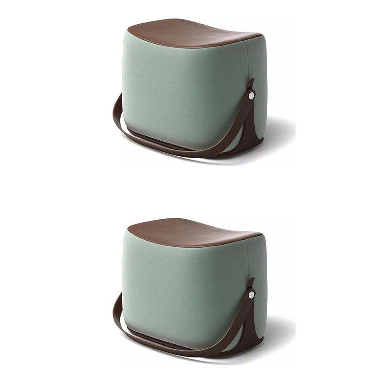 Contemporary Rectangle Shape Ottoman Faux Leather Upholstered Pouf Green 2 Piece Set Storage Not Included Clearhalo 'furn' 'furn_ottomans_poufs' 'Furniture' 'Living Room Furniture' 'Ottomans & Poufs' 'ottomans_poufs' 7351066