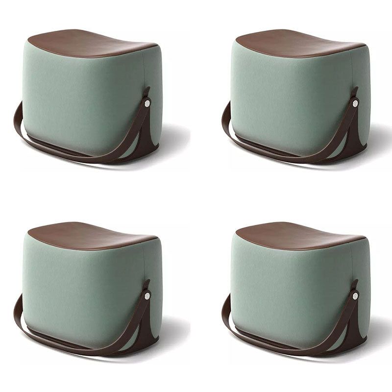 Contemporary Rectangle Shape Ottoman Faux Leather Upholstered Pouf Green 4 Piece Set Storage Not Included Clearhalo 'furn' 'furn_ottomans_poufs' 'Furniture' 'Living Room Furniture' 'Ottomans & Poufs' 'ottomans_poufs' 7351067