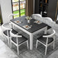 Contemporary Dining Room Dinner Table Solid Wood 4 Legs Dining Table Black White Without Chairs Clearhalo 'Dining Tables & Seating' 'Dining Tables' 'dining_table' 'furn' 'furn_dining_table' 'Furniture' 'Kitchen & Dining Furniture' 7351898