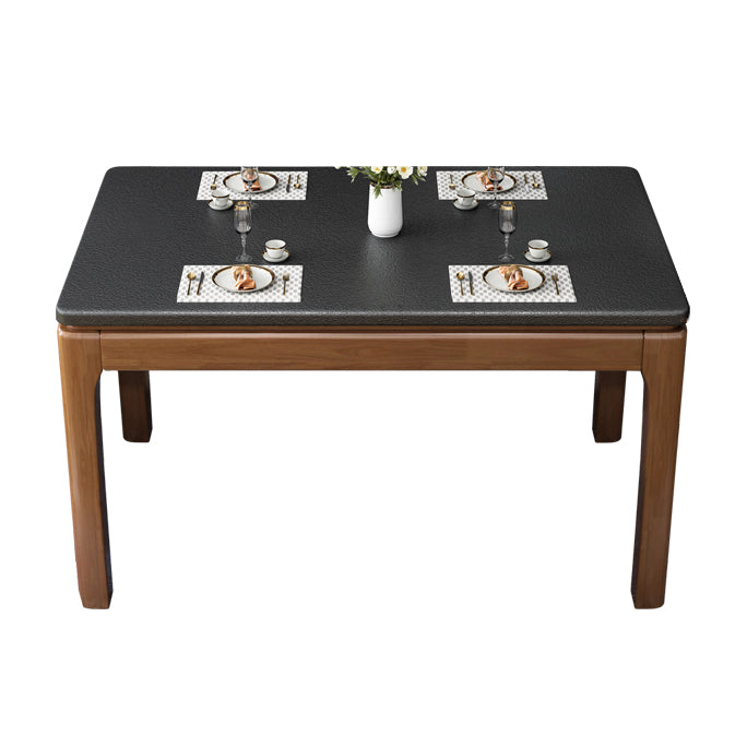 Contemporary Dining Room Dinner Table Solid Wood 4 Legs Dining Table Brown-Black Without Chairs Clearhalo 'Dining Tables & Seating' 'Dining Tables' 'dining_table' 'furn' 'furn_dining_table' 'Furniture' 'Kitchen & Dining Furniture' 7351900