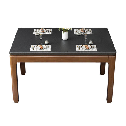 Contemporary Dining Room Dinner Table Solid Wood 4 Legs Dining Table Brown-Black Without Chairs Clearhalo 'Dining Tables & Seating' 'Dining Tables' 'dining_table' 'furn' 'furn_dining_table' 'Furniture' 'Kitchen & Dining Furniture' 7351900