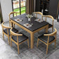 Contemporary Dining Room Dinner Table Solid Wood 4 Legs Dining Table Natural Wood Black Without Chairs Clearhalo 'Dining Tables & Seating' 'Dining Tables' 'dining_table' 'furn' 'furn_dining_table' 'Furniture' 'Kitchen & Dining Furniture' 7351902
