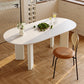 Table de dinette ovale blanche pour salle à manger Table de salle à manger avec dessus en pierre