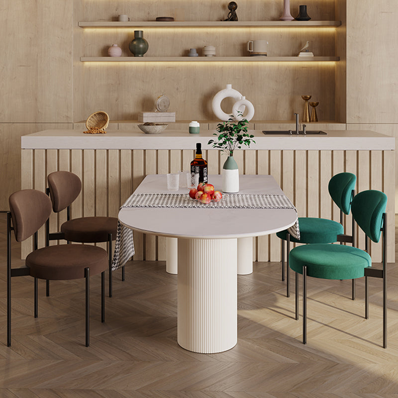 Mesa de comedor moderna de forma libre para el hogar Mesa de comedor blanca con patas con acabado mate