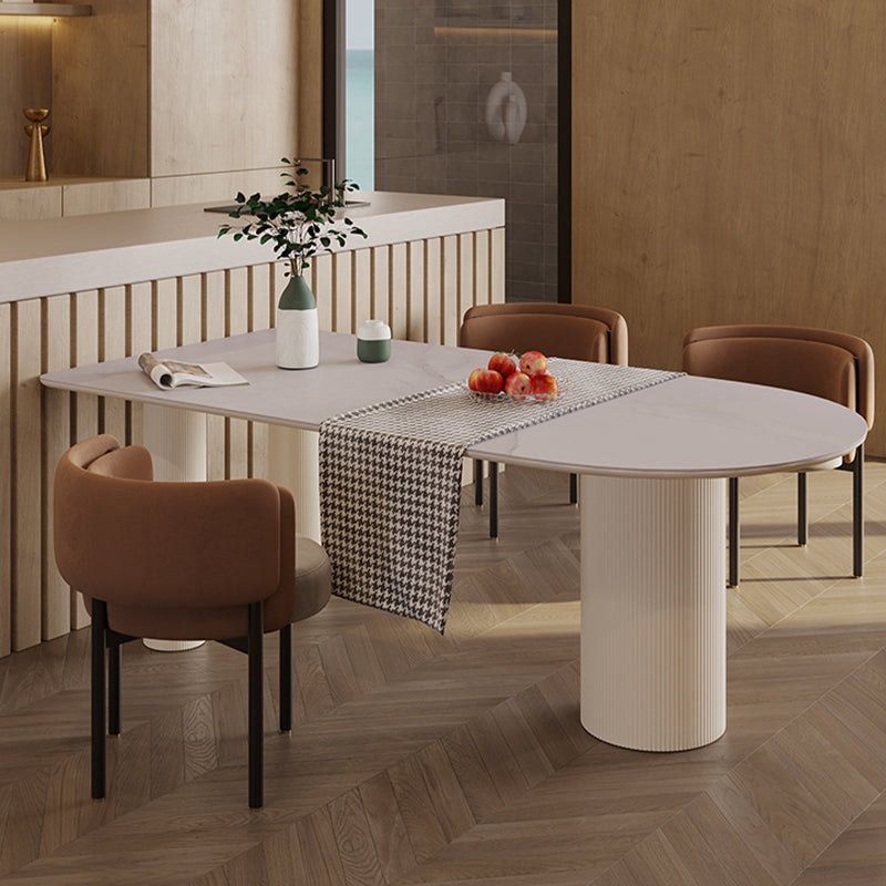 Mesa de comedor moderna de forma libre para el hogar Mesa de comedor blanca con patas con acabado mate