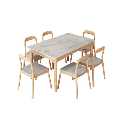White Top Dinette Table with Wooden Legs Modern Dining Table for Home Without Chairs Clearhalo 'Dining Tables & Seating' 'Dining Tables' 'dining_table' 'furn' 'furn_dining_table' 'Furniture' 'Kitchen & Dining Furniture' 7351962