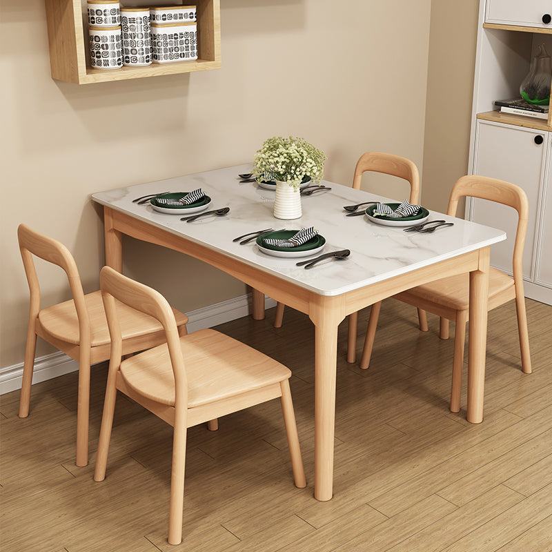 White Top Dinette Table with Wooden Legs Modern Dining Table for Home Clearhalo 'Dining Tables & Seating' 'Dining Tables' 'dining_table' 'furn' 'furn_dining_table' 'Furniture' 'Kitchen & Dining Furniture' 7351963