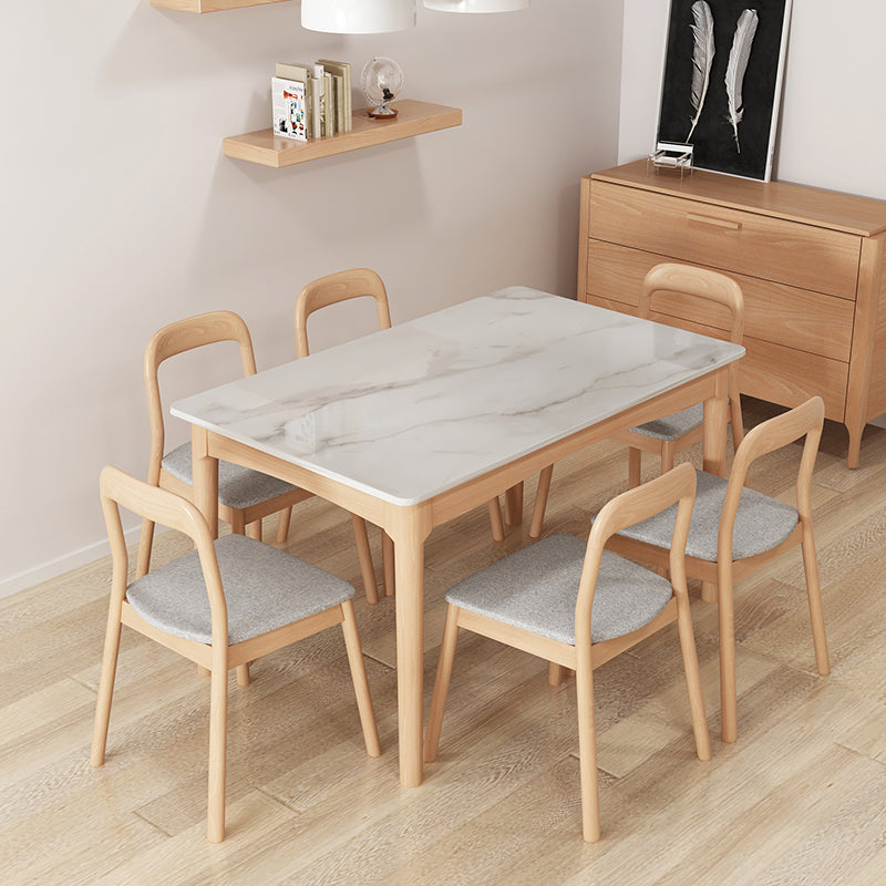 White Top Dinette Table with Wooden Legs Modern Dining Table for Home Clearhalo 'Dining Tables & Seating' 'Dining Tables' 'dining_table' 'furn' 'furn_dining_table' 'Furniture' 'Kitchen & Dining Furniture' 7351964