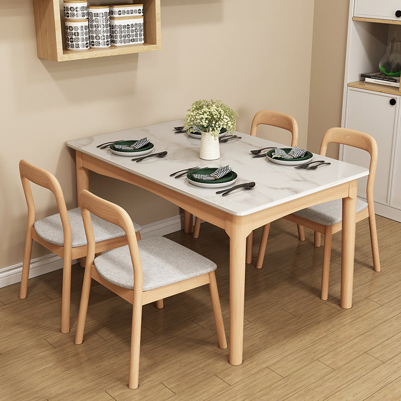 White Top Dinette Table with Wooden Legs Modern Dining Table for Home Clearhalo 'Dining Tables & Seating' 'Dining Tables' 'dining_table' 'furn' 'furn_dining_table' 'Furniture' 'Kitchen & Dining Furniture' 7351965