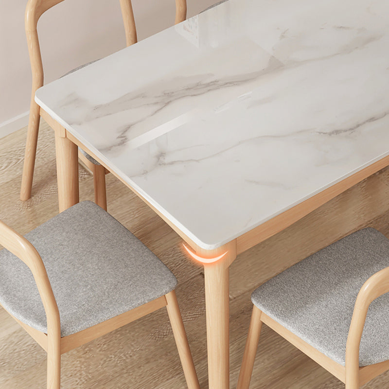 White Top Dinette Table with Wooden Legs Modern Dining Table for Home Clearhalo 'Dining Tables & Seating' 'Dining Tables' 'dining_table' 'furn' 'furn_dining_table' 'Furniture' 'Kitchen & Dining Furniture' 7351967