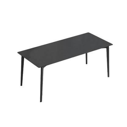 Metal Modern Dinette Table with 4 Legs Black Stone Top Dining Table
