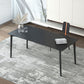 Metal Modern Dinette Table with 4 Legs Black Stone Top Dining Table