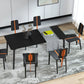 Metal Modern Dinette Table with 4 Legs Black Stone Top Dining Table