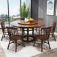 Rubberwood Solid Wood Dining Table Set 5/7 Pieces Dining Set for Kitchen Table & Chair(s) Nut-Brown 7 Piece Set Clearhalo 'Dining Room Sets' 'Dining Tables & Seating' 'dining_room_set' 'furn' 'furn_dining_room_set' 'Furniture' 'Kitchen & Dining Furniture' 7352044