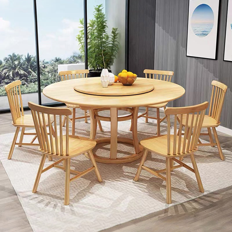 Rubberwood Solid Wood Dining Table Set 5/7 Pieces Dining Set for Kitchen Table & Chair(s) Natural 7 Piece Set Clearhalo 'Dining Room Sets' 'Dining Tables & Seating' 'dining_room_set' 'furn' 'furn_dining_room_set' 'Furniture' 'Kitchen & Dining Furniture' 7352045