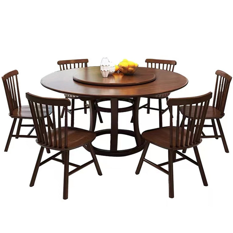 Rubberwood Solid Wood Dining Table Set 5/7 Pieces Dining Set for Kitchen Clearhalo 'Dining Room Sets' 'Dining Tables & Seating' 'dining_room_set' 'furn' 'furn_dining_room_set' 'Furniture' 'Kitchen & Dining Furniture' 7352053