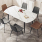 White Stone Dining Table Set with Leather Chairs 3/5 Pcs Modern Dinette Set Clearhalo 'Dining Room Sets' 'Dining Tables & Seating' 'dining_room_set' 'furn' 'furn_dining_room_set' 'Furniture' 'Kitchen & Dining Furniture' 7352054