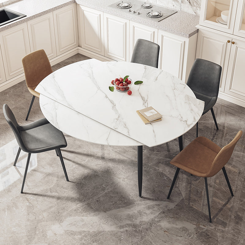 White Stone Dining Table Set with Leather Chairs 3/5 Pcs Modern Dinette Set Clearhalo 'Dining Room Sets' 'Dining Tables & Seating' 'dining_room_set' 'furn' 'furn_dining_room_set' 'Furniture' 'Kitchen & Dining Furniture' 7352061