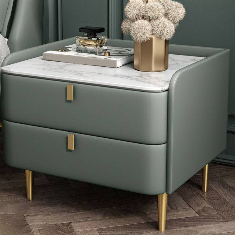 2 laden Glam Accent Table nachtkastje Antiek afwerking Nachtstand