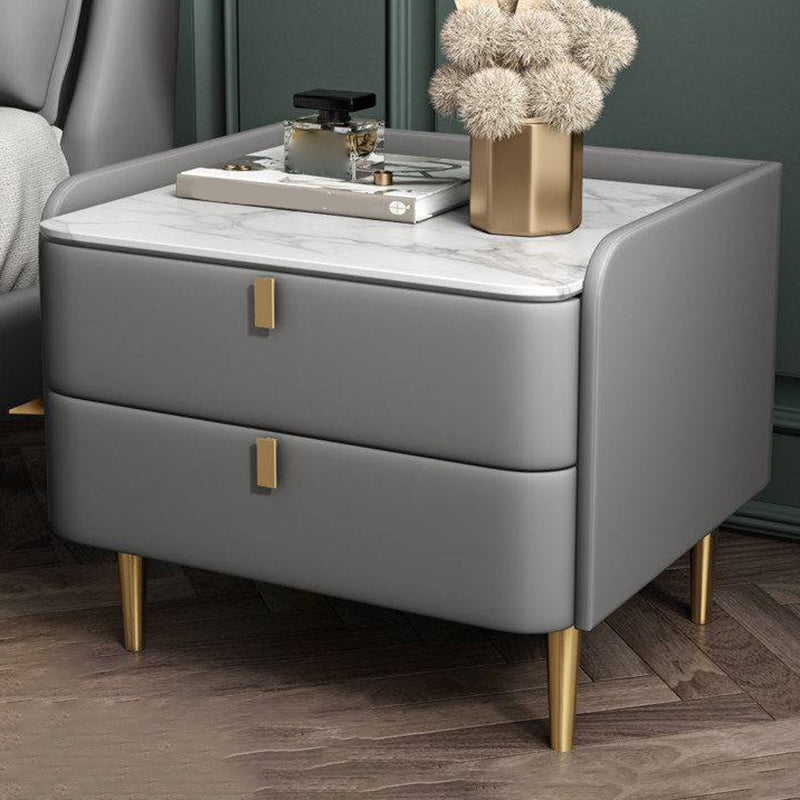 2 laden Glam Accent Table nachtkastje Antiek afwerking Nachtstand