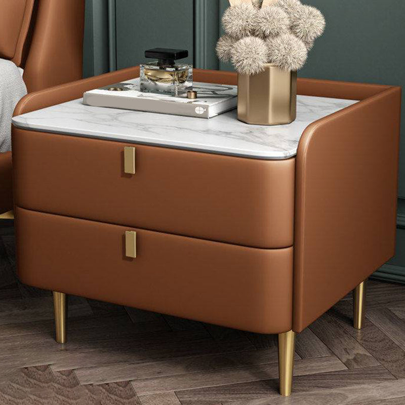 2 laden Glam Accent Table nachtkastje Antiek afwerking Nachtstand