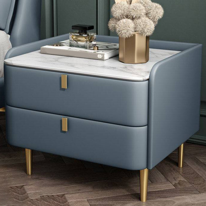 2 laden Glam Accent Table nachtkastje Antiek afwerking Nachtstand