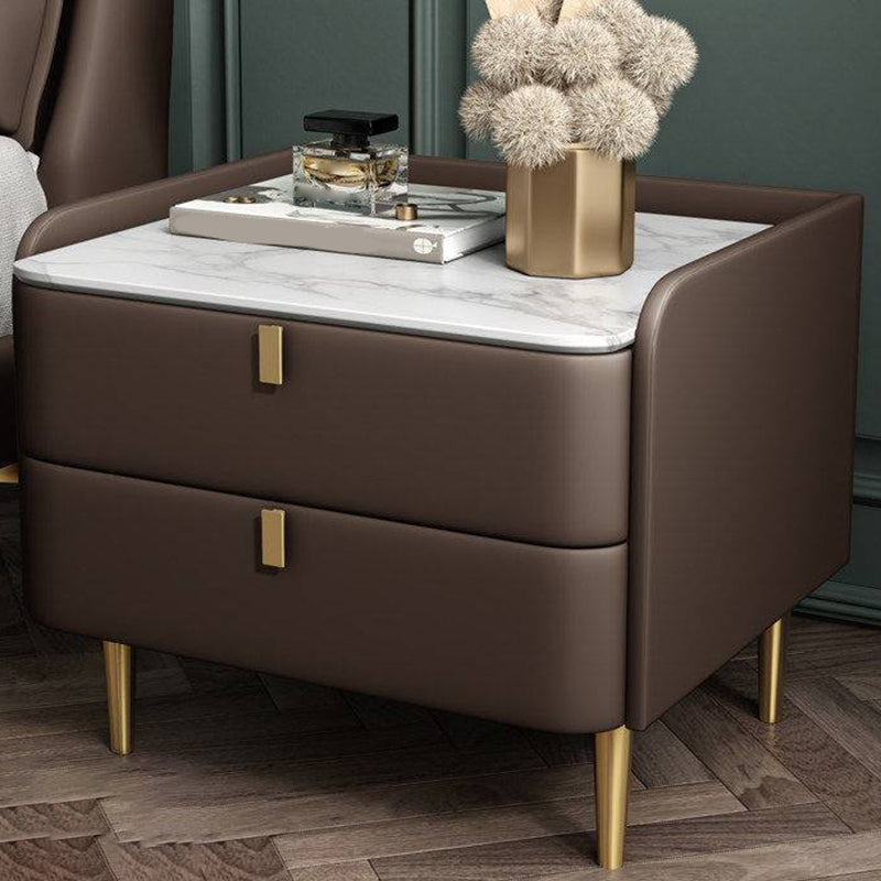 2 laden Glam Accent Table nachtkastje Antiek afwerking Nachtstand