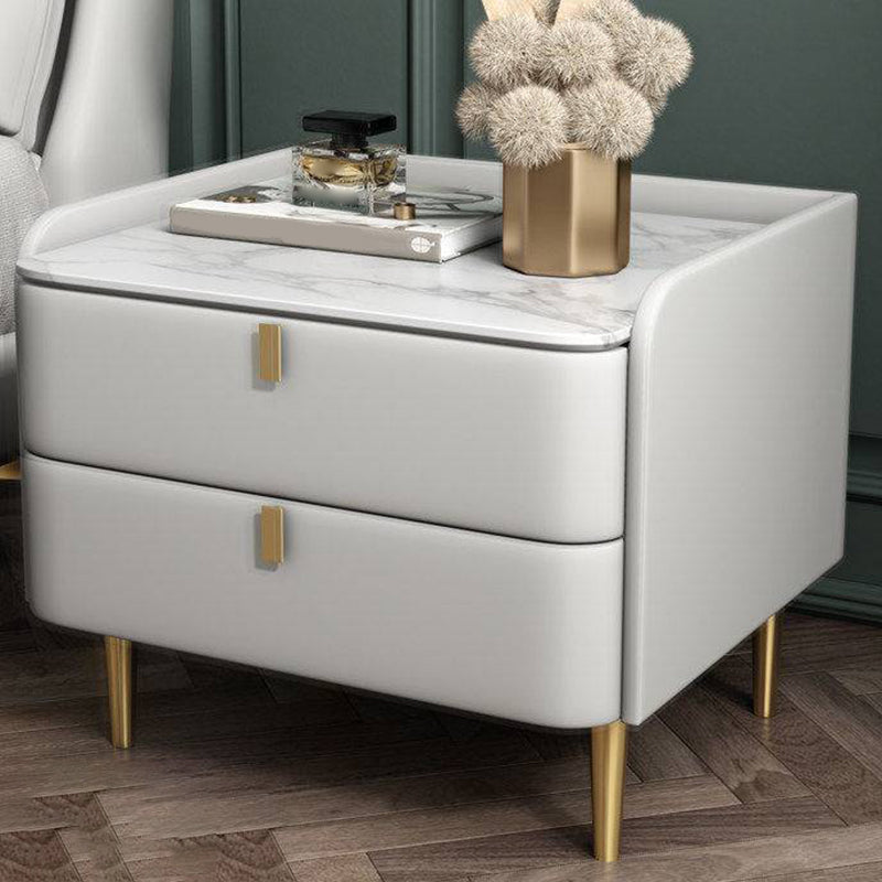 2 laden Glam Accent Table nachtkastje Antiek afwerking Nachtstand