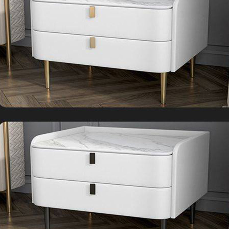 2 laden Glam Accent Table nachtkastje Antiek afwerking Nachtstand