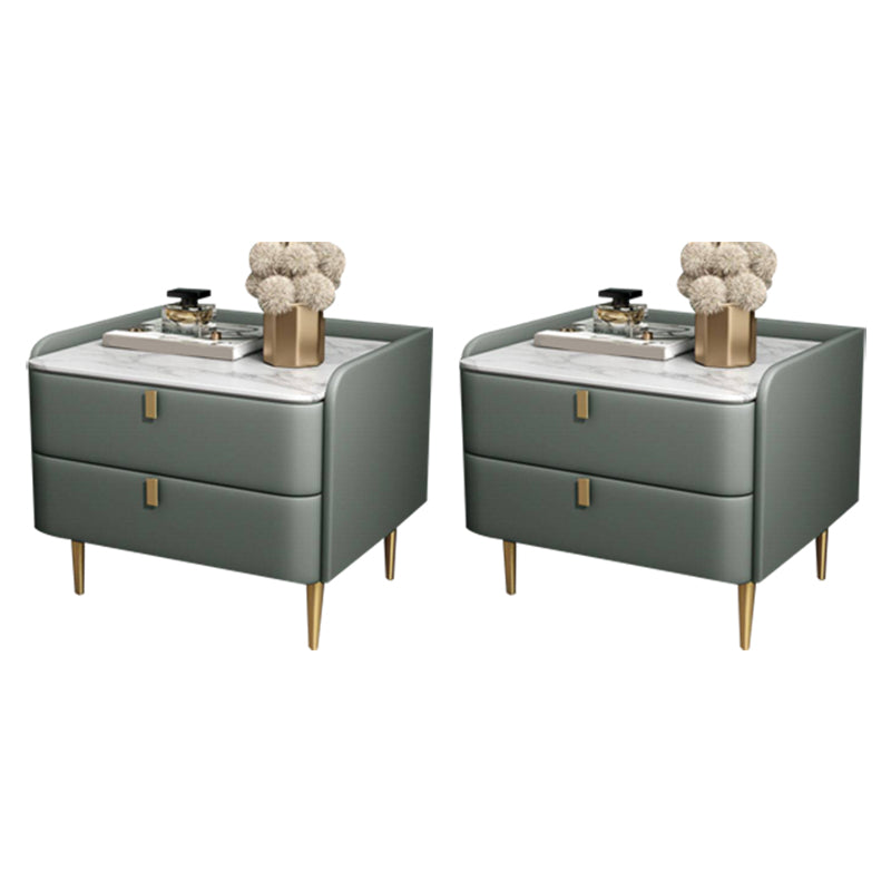 2 laden Glam Accent Table nachtkastje Antiek afwerking Nachtstand