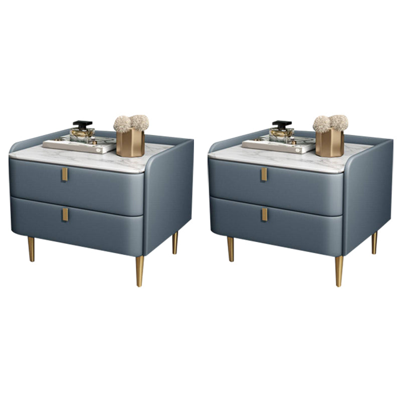 2 laden Glam Accent Table nachtkastje Antiek afwerking Nachtstand