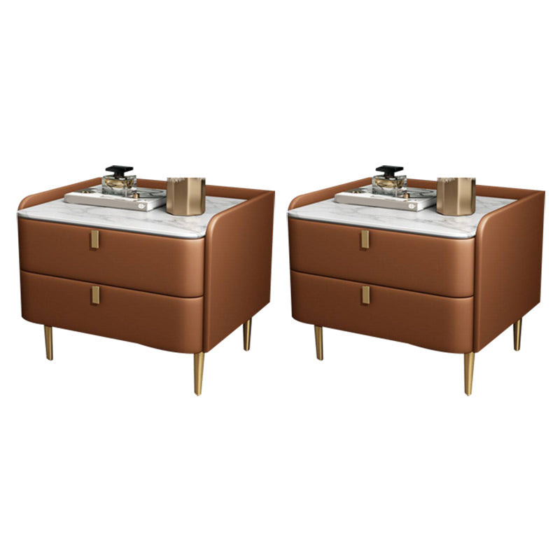 2 laden Glam Accent Table nachtkastje Antiek afwerking Nachtstand