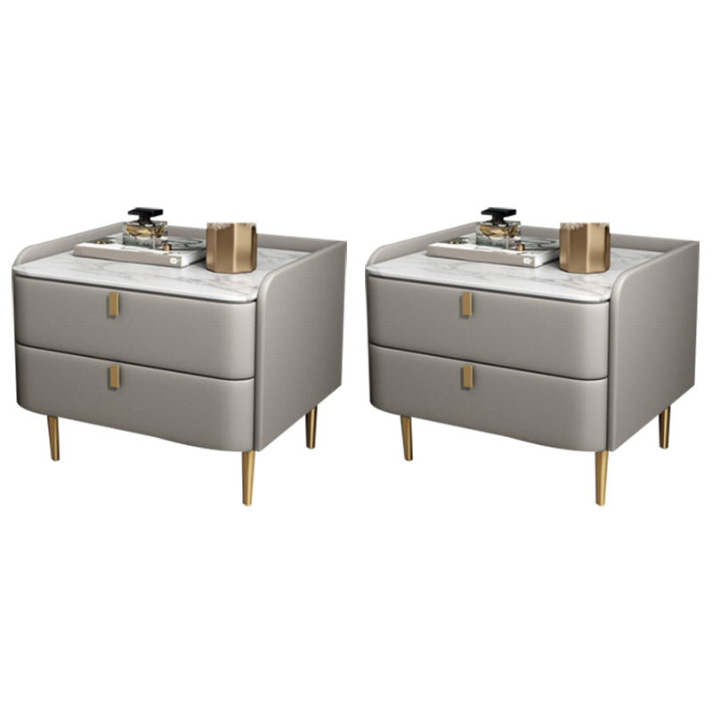 2 laden Glam Accent Table nachtkastje Antiek afwerking Nachtstand