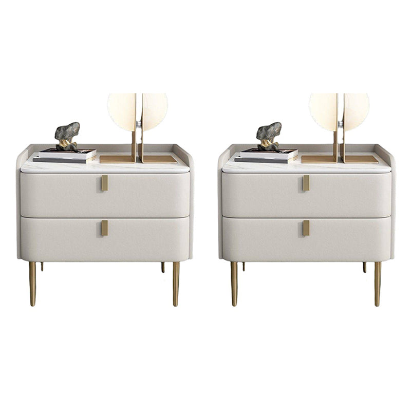 2 laden Glam Accent Table nachtkastje Antiek afwerking Nachtstand