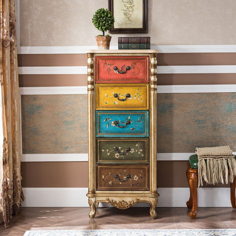 Traditional Vertical Lingerie Chest Wooden Storage Bachelor Chest for Bedroom 28"L x 14"W x 55"H Champagne Gold Clearhalo 'Bedroom Furniture' 'Dressers & Chests' 'dressers_chests' 'furn' 'furn_dressers_chests' 'Furniture' 7352165