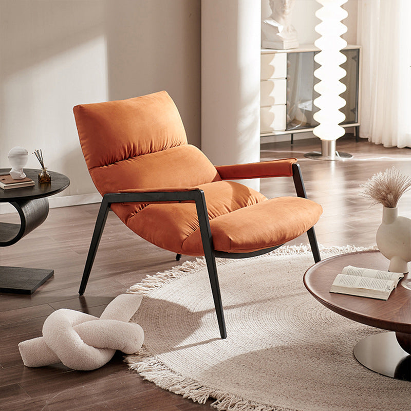 Reclining Side Chair Arms Included Lounge Chair for Living Room Orange Nappa 1 Piece Clearhalo 'Accent Chairs' 'accent_chairs' 'Chairs & Seating' 'furn' 'furn_accent_chairs' 'Furniture' 'Living Room Furniture' 7352424