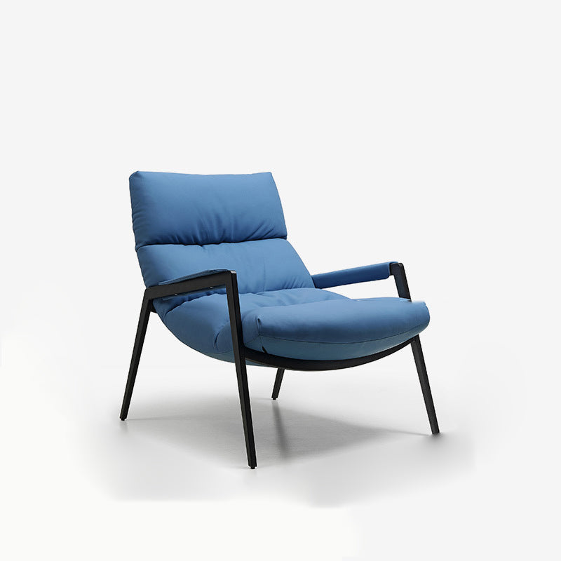 Reclining Side Chair Arms Included Lounge Chair for Living Room Blue Nappa 1 Piece Clearhalo 'Accent Chairs' 'accent_chairs' 'Chairs & Seating' 'furn' 'furn_accent_chairs' 'Furniture' 'Living Room Furniture' 7352428