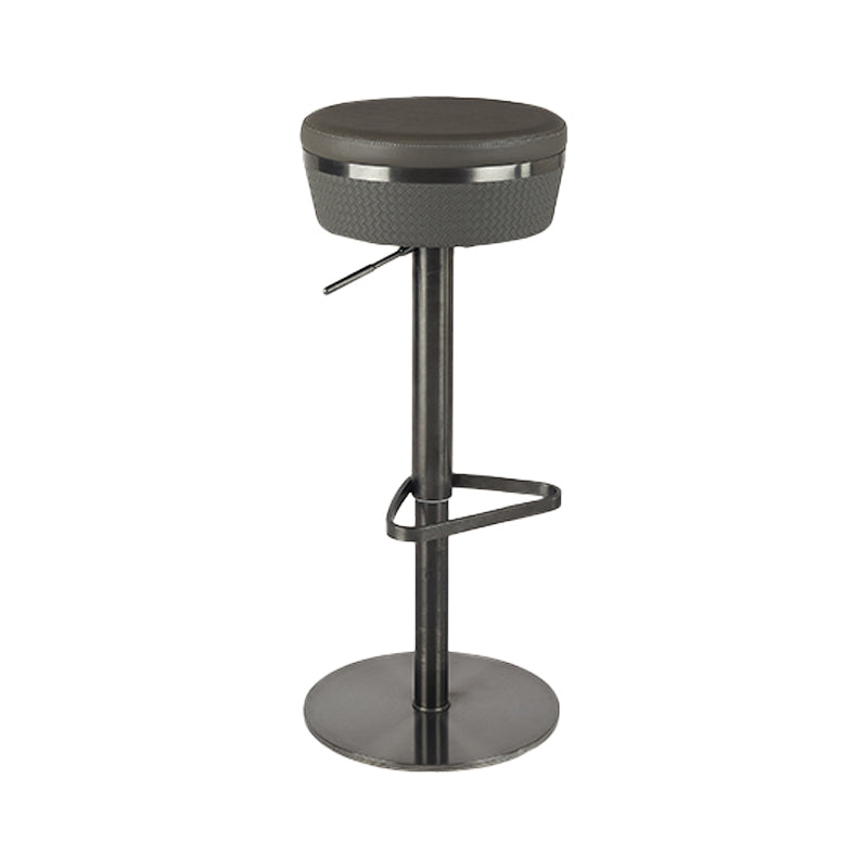 Modern Style Counter Stool Pu Leather Adjustable Height Bar Stool with Footrest Grey 1 Piece Backless Clearhalo 'Bar Furniture' 'Bar Stools' 'bar_stools' 'furn' 'furn_bar_stools' 'Furniture' 'Kitchen & Dining Furniture' 7352786