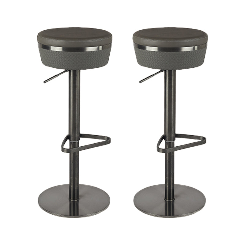 Modern Style Counter Stool Pu Leather Adjustable Height Bar Stool with Footrest Grey 2 Piece Set Backless Clearhalo 'Bar Furniture' 'Bar Stools' 'bar_stools' 'furn' 'furn_bar_stools' 'Furniture' 'Kitchen & Dining Furniture' 7352787