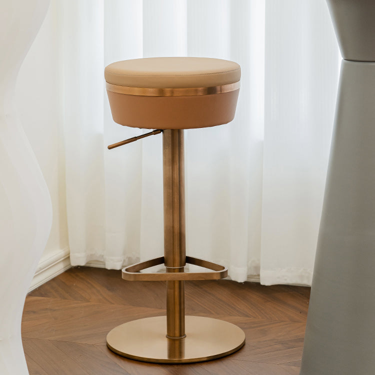 Modern Style Counter Stool Pu Leather Adjustable Height Bar Stool with Footrest Clearhalo 'Bar Furniture' 'Bar Stools' 'bar_stools' 'furn' 'furn_bar_stools' 'Furniture' 'Kitchen & Dining Furniture' 7352788