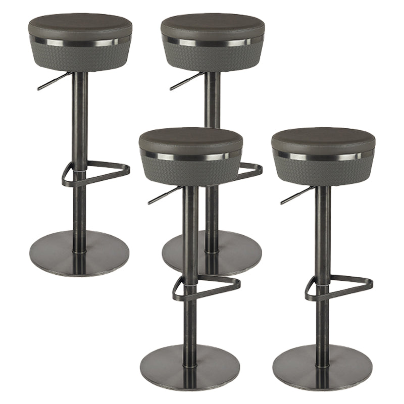 Modern Style Counter Stool Pu Leather Adjustable Height Bar Stool with Footrest Grey 4 Piece Set Backless Clearhalo 'Bar Furniture' 'Bar Stools' 'bar_stools' 'furn' 'furn_bar_stools' 'Furniture' 'Kitchen & Dining Furniture' 7352790