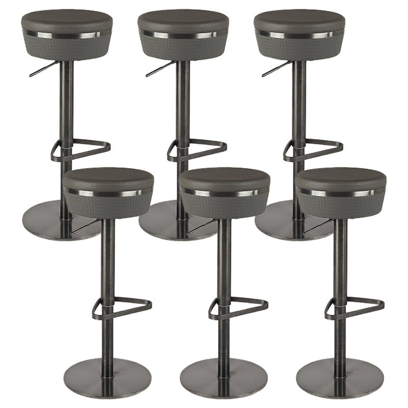Modern Style Counter Stool Pu Leather Adjustable Height Bar Stool with Footrest Grey 6 Piece Set Backless Clearhalo 'Bar Furniture' 'Bar Stools' 'bar_stools' 'furn' 'furn_bar_stools' 'Furniture' 'Kitchen & Dining Furniture' 7352792