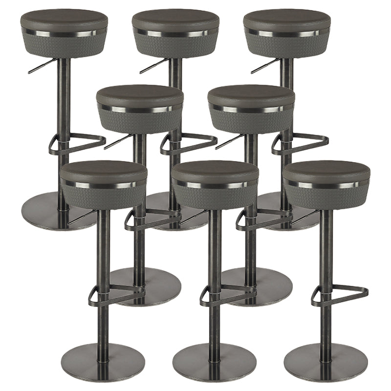 Modern Style Counter Stool Pu Leather Adjustable Height Bar Stool with Footrest Grey 8 Piece Set Backless Clearhalo 'Bar Furniture' 'Bar Stools' 'bar_stools' 'furn' 'furn_bar_stools' 'Furniture' 'Kitchen & Dining Furniture' 7352794