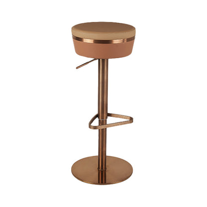 Modern Style Counter Stool Pu Leather Adjustable Height Bar Stool with Footrest Brown 1 Piece Backless Clearhalo 'Bar Furniture' 'Bar Stools' 'bar_stools' 'furn' 'furn_bar_stools' 'Furniture' 'Kitchen & Dining Furniture' 7352796