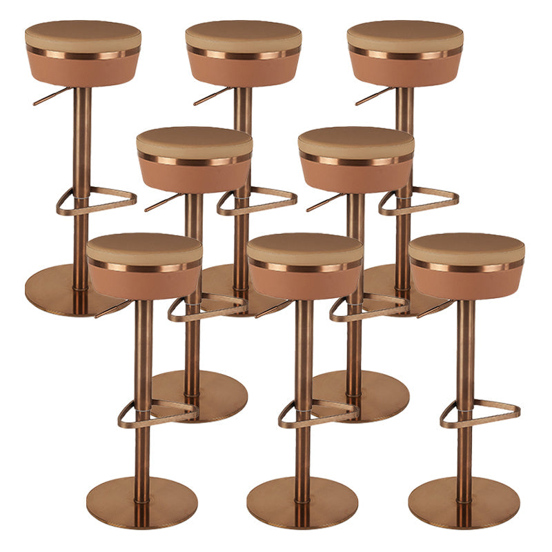 Modern Style Counter Stool Pu Leather Adjustable Height Bar Stool with Footrest Brown 8 Piece Set Backless Clearhalo 'Bar Furniture' 'Bar Stools' 'bar_stools' 'furn' 'furn_bar_stools' 'Furniture' 'Kitchen & Dining Furniture' 7352804