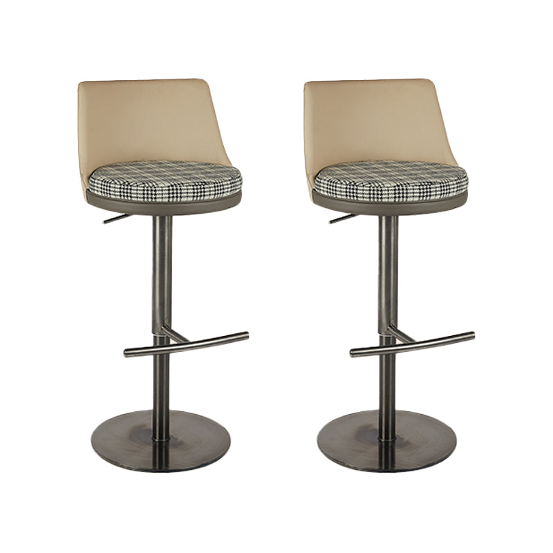 Modern Style Counter Stool Pu Leather Adjustable Height Bar Stool with Footrest Grey 2 Piece Set Low Back Clearhalo 'Bar Furniture' 'Bar Stools' 'bar_stools' 'furn' 'furn_bar_stools' 'Furniture' 'Kitchen & Dining Furniture' 7352806
