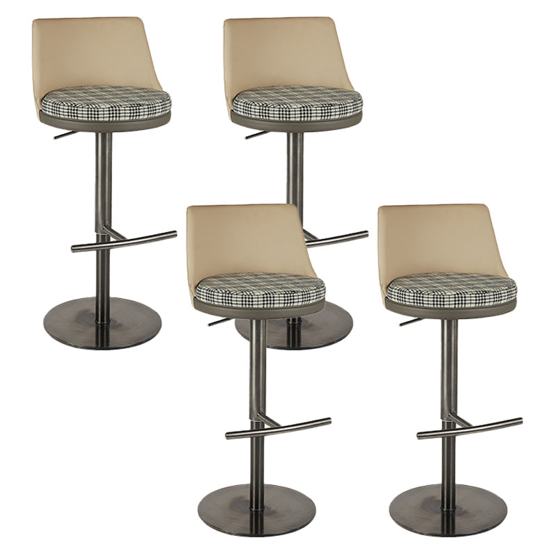 Modern Style Counter Stool Pu Leather Adjustable Height Bar Stool with Footrest Grey 4 Piece Set Low Back Clearhalo 'Bar Furniture' 'Bar Stools' 'bar_stools' 'furn' 'furn_bar_stools' 'Furniture' 'Kitchen & Dining Furniture' 7352807