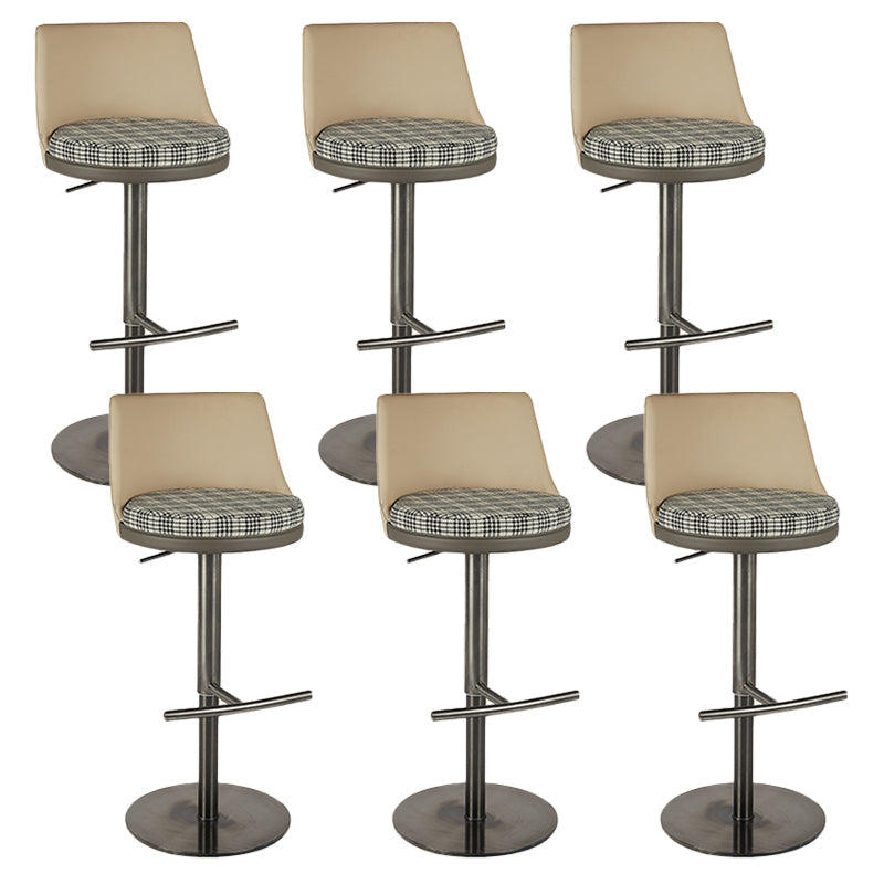 Modern Style Counter Stool Pu Leather Adjustable Height Bar Stool with Footrest Grey 6 Piece Set Low Back Clearhalo 'Bar Furniture' 'Bar Stools' 'bar_stools' 'furn' 'furn_bar_stools' 'Furniture' 'Kitchen & Dining Furniture' 7352808